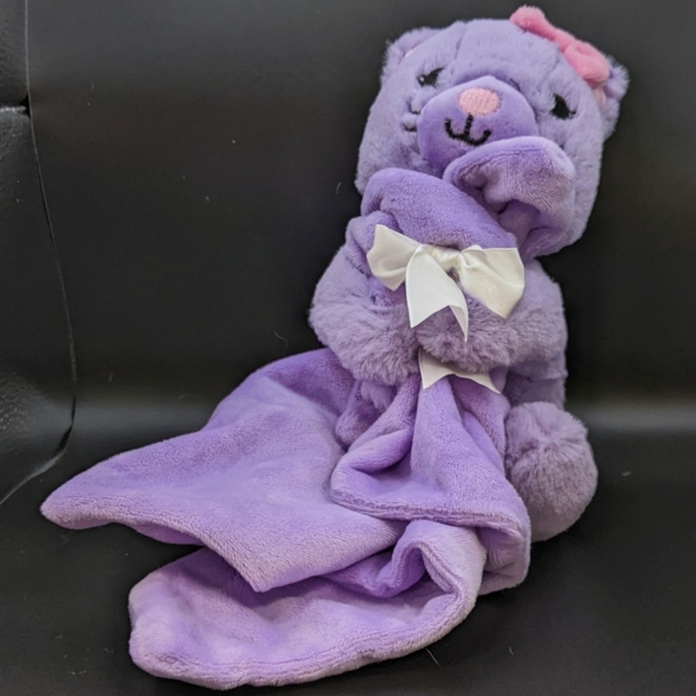 Purple Waddle Cat Plush With Blanket